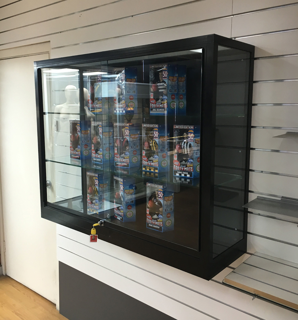 Highlight your items with clarity using a custom glass shelf display case from Showfront.